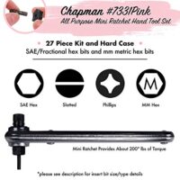 Mini Ratchet with Screw Driver Set Pink Made in USA